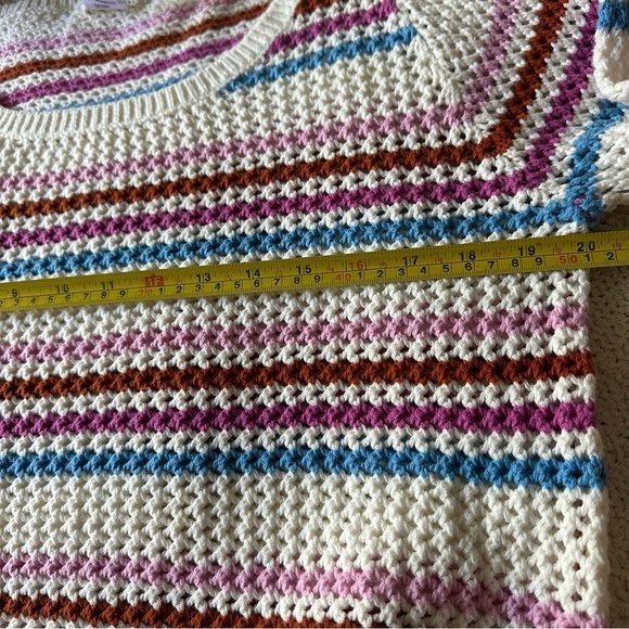 L*Space On The Horizon Striped Color Crochet Cover-Up Sweater Open Knit Size XL - Picture 10 of 11